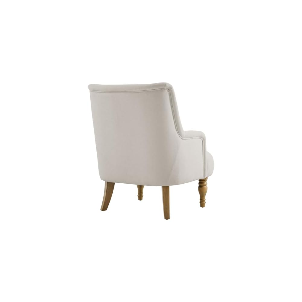 Modway Ellington Living Room Accent Armchair in Salt – Fabric Upholstered Reading Arm Chair with Wooden Legs – Modern Lounge Chair with French Piping Trim