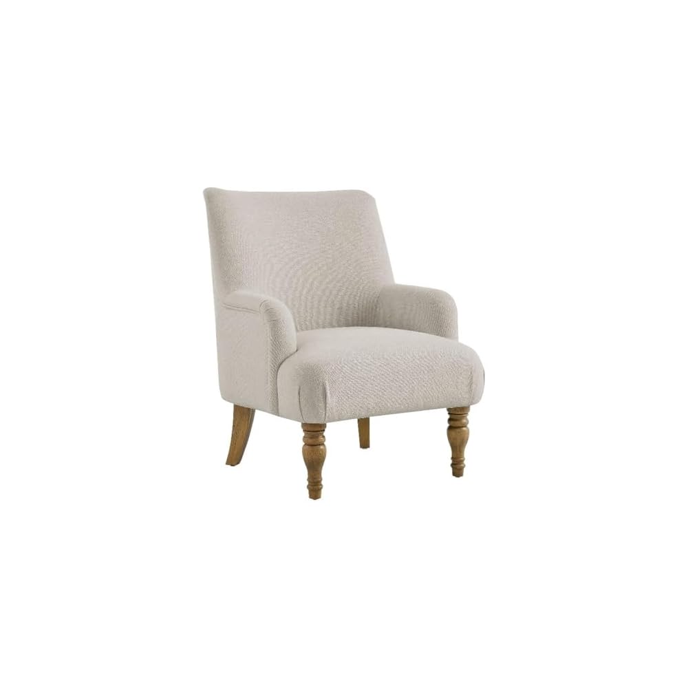 Modway Ellington Living Room Accent Armchair in Salt – Fabric Upholstered Reading Arm Chair with Wooden Legs – Modern Lounge Chair with French Piping Trim
