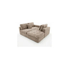 105" Modular Sectional Sofa, Comfy Corduroy L-Shaped Deep Seat Cloud Couch with Ottoman, Modern Tufted Boneless Couches for Living Room, No Assembly Required, Khaki