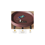 WLIVE Small Round Side Table with Charging Station for Living Room Brown