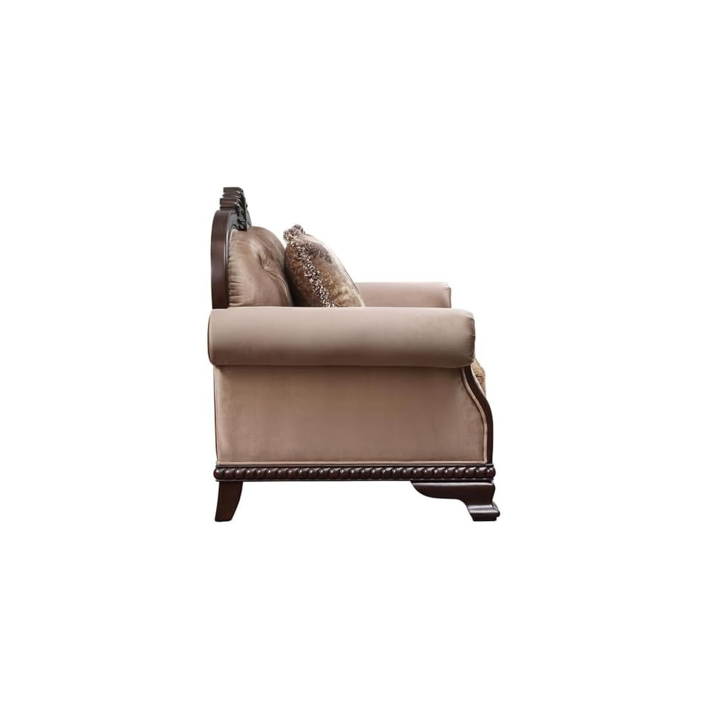 Acme Chateau De Ville Chair w/Pillow in Fabric & Espresso Finish