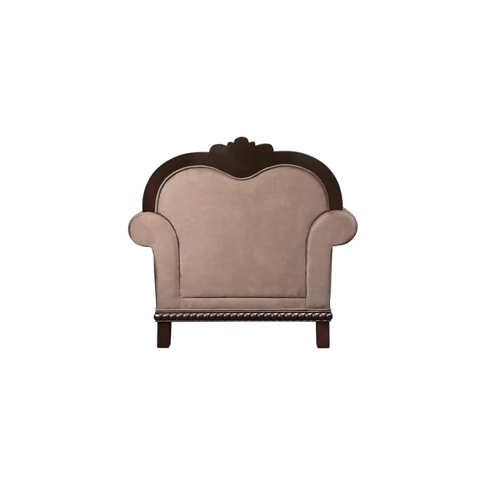 Acme Chateau De Ville Chair w/Pillow in Fabric & Espresso Finish