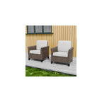 Canyon Ridge Wicker Patio Chairs with Cushions, Set of 2, Balcony Furniture with Deep Seating 4 inch Cushions, PE Rattan Porch Chairs, Brown/Beige