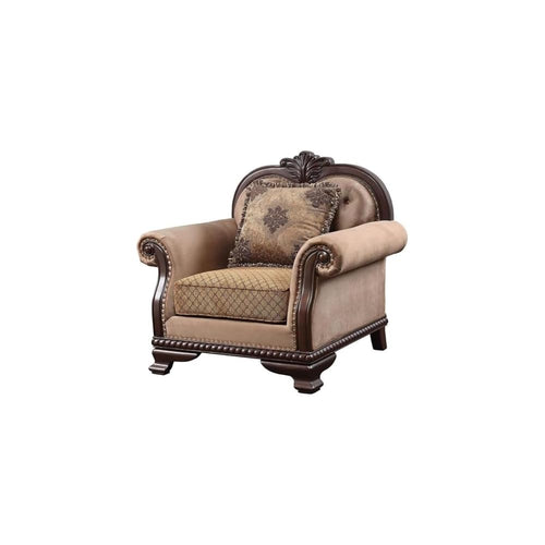 Acme Chateau De Ville Chair w/Pillow in Fabric & Espresso Finish