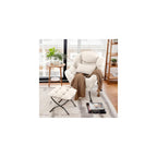 Furlide Lazy Chair with Ottoman, Modern Lounge Chair with Lumbar Pillow, Accent Cozy Reading Armchair and Folding Footstool for Bedroom, Dorm, Living Room,Navy