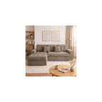 105" Modular Sectional Sofa, Comfy Corduroy L-Shaped Deep Seat Cloud Couch with Ottoman, Modern Tufted Boneless Couches for Living Room, No Assembly Required, Khaki