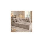 105" Modular Sectional Sofa, Comfy Corduroy L-Shaped Deep Seat Cloud Couch with Ottoman, Modern Tufted Boneless Couches for Living Room, No Assembly Required, Khaki