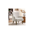 Modway Ellington Living Room Accent Armchair in Salt – Fabric Upholstered Reading Arm Chair with Wooden Legs – Modern Lounge Chair with French Piping Trim