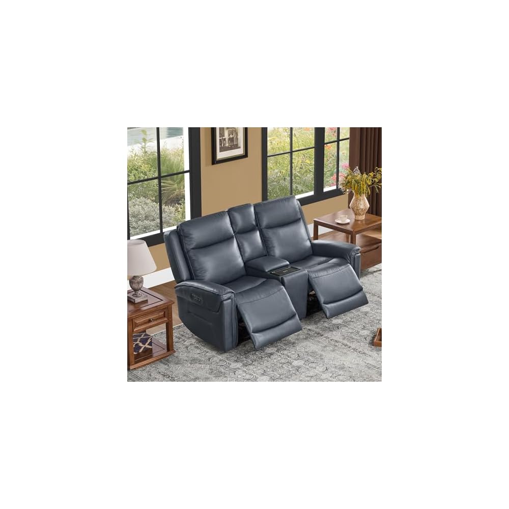 Watson & Whitely Power Reclining Sofa Loveseat with Console, Blue