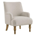 Modway Ellington Living Room Accent Armchair in Salt – Fabric Upholstered Reading Arm Chair with Wooden Legs – Modern Lounge Chair with French Piping Trim