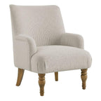 Modway Ellington Living Room Accent Armchair in Salt – Fabric Upholstered Reading Arm Chair with Wooden Legs – Modern Lounge Chair with French Piping Trim
