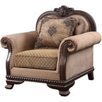 Acme Chateau De Ville Chair w/Pillow in Fabric & Espresso Finish