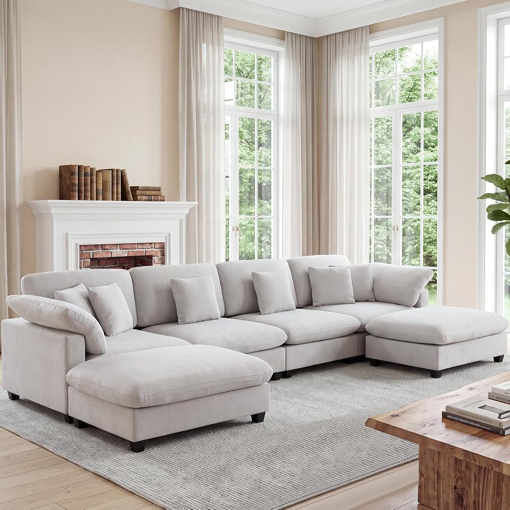 Oprisen 151" Oversized Modular Sectional Sofa, 6 Seat U Shaped Couch
