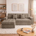 105" Modular Sectional Sofa, Comfy Corduroy L-Shaped Deep Seat Cloud Couch with Ottoman, Modern Tufted Boneless Couches for Living Room, No Assembly Required, Khaki